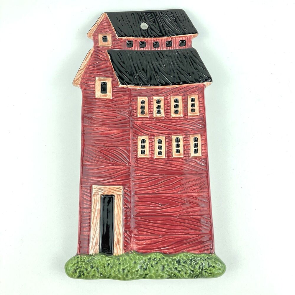 Vintage Sakura Warren Kimble Barn Tray 1998 Ceramic 9" /w Box